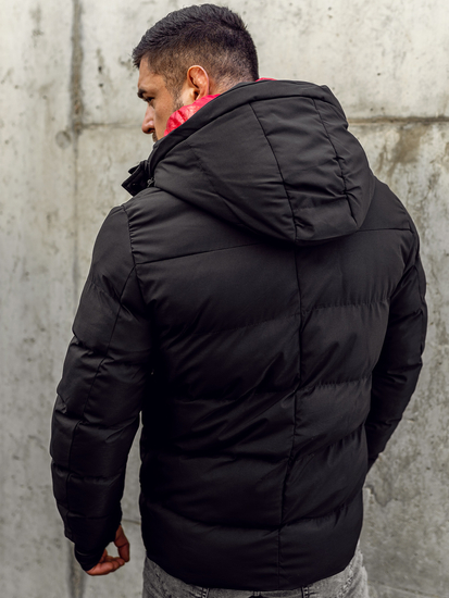 Черно капитонирано мъжко яке зимно Bolf 5M771