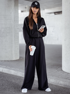 Дамски двуцветен спортен комплект с цип черен Bolf 821109