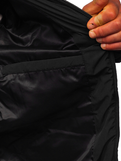 Черно капитонирано мъжко преходно яке Bolf 22M12