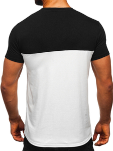 Черно-бяла изчистена мъжка тениска с джобче Bolf 8T91