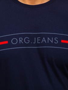 Тъмносиня мъжка тениска с принт Bolf 14802