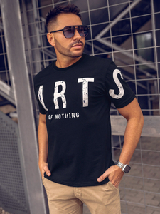 Черна мъжка тениска с принт Bolf 1180A