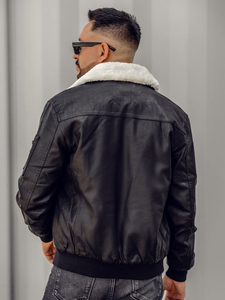 Мъжко черно кожено пилотско яке Bolf EX837A