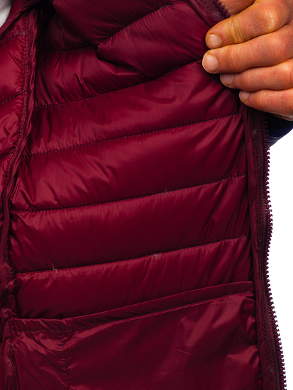 Тъмносиньо мъжко капитонирано преходно яке с качулка Bolf 13022