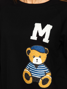 Черен дамски анцуг с апликации Bolf 52308