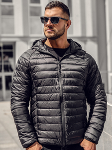 Черно капитонирано преходно мъжко яке Bolf 58M13021A