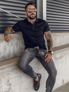 Черна мъжка поло тениска Bolf 8T80