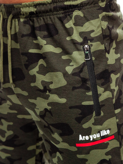 Къси спортни камуфлажни мъжки панталони в цвят каки Bolf HW2638