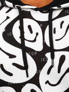 Бял с принт мъжки суитшърт качулка Bolf 141032