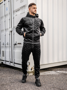 Черен мъжки плюшен анцуг Bolf 3B113A2