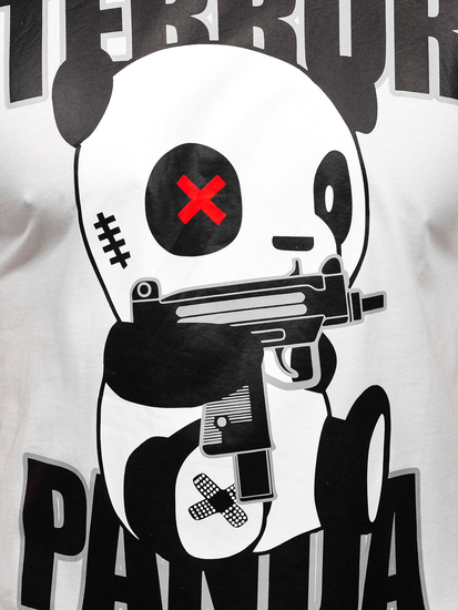 Бяла мъжка тениска с принт Bolf 2291