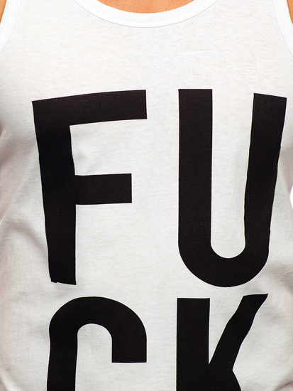 Бял мъжки потник с принт Bolf 14830