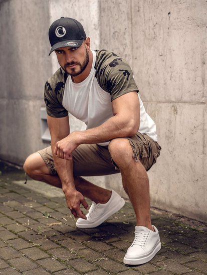 Мъжка тениска в бял камуфлаж Bolf 8T82A