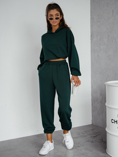 Дамски двуцветен спортен комплект с качулка бутилков Bolf 525