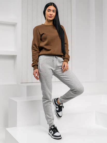 Шоколадов дамски суичър без качулка Bolf W01A1