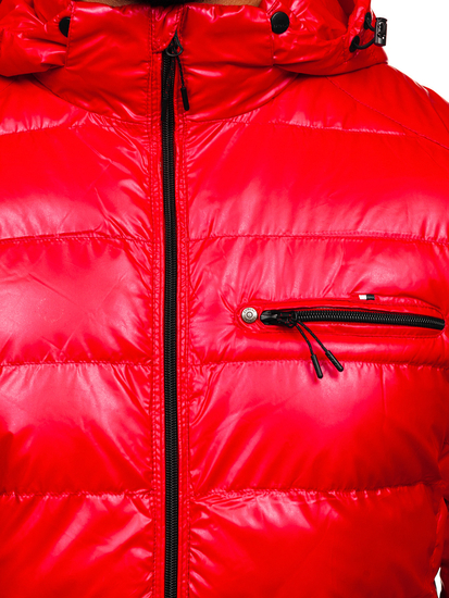 Червено мъжко капитонирано преходно спортно яке Bolf 2147