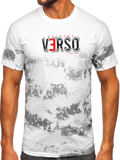 Бяла мъжка памучна тениска Bolf 14723
