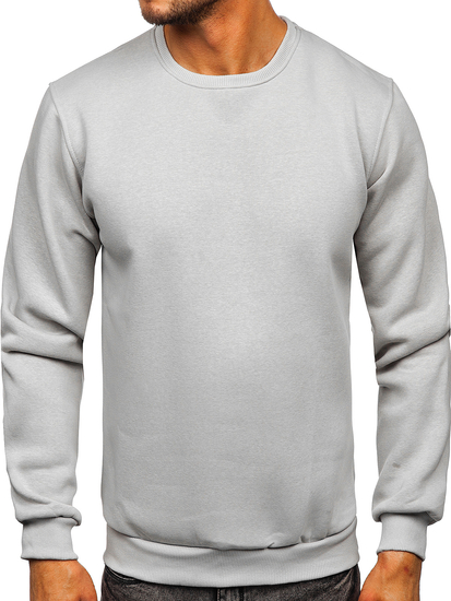 Сив плътен мъжки суитшърт без качулка Bolf 2001