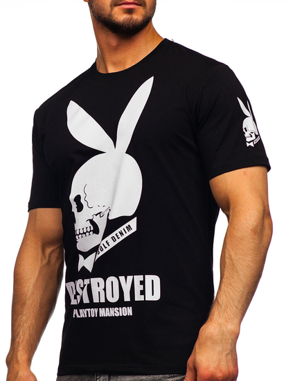 Черна мъжка тениска с принт Bolf 192368