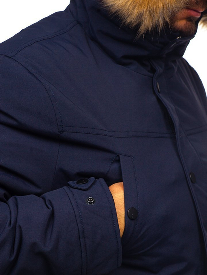Мъжко зимно яке парка тъмносиньо Bolf 1972