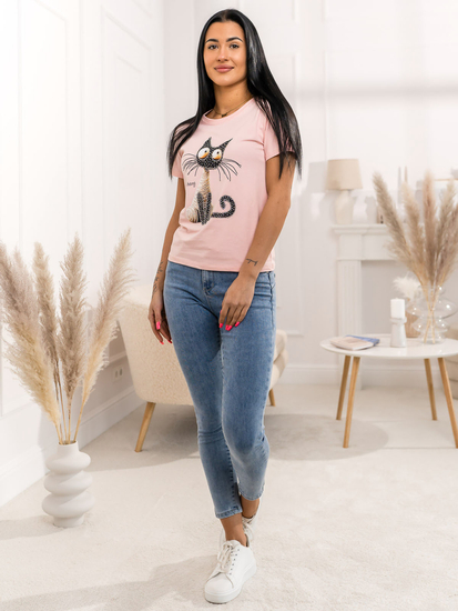 Розова дамска тениска с апликация Bolf 95T2515