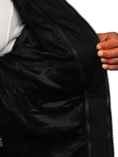 Черно капитонирано мъжко зимно яке Bolf 7325