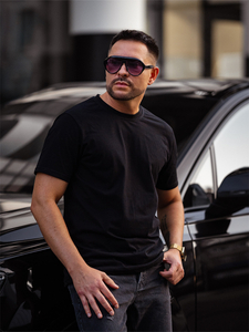 Мъжка тениска без принт черна Bolf 14291