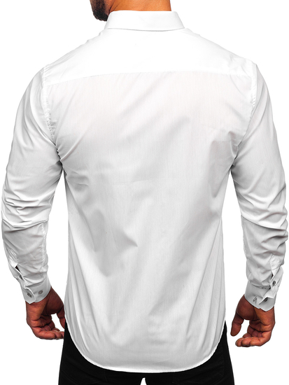 Мъжка елегантна риза с дълъг ръкав бяла Bolf 5821-1