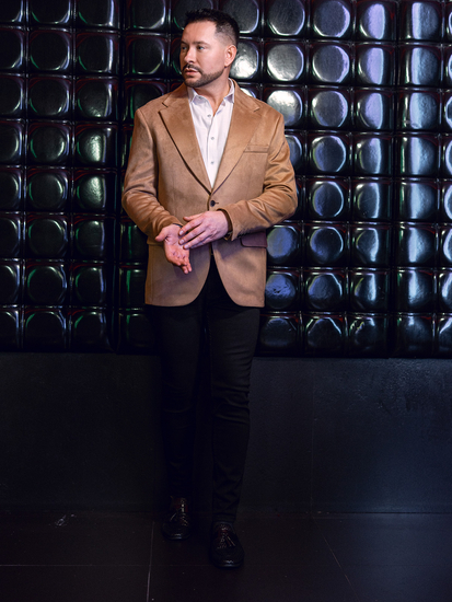 Мъжко кадифено яке в цвят Camel Bolf 24410