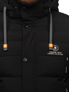 Черно дълго капитонирано мъжко зимно яке Bolf 22M53