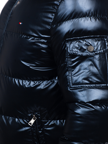 Тъмносиньо капитонирано мъжко зимно спортно яке oversize Bolf EX2138B