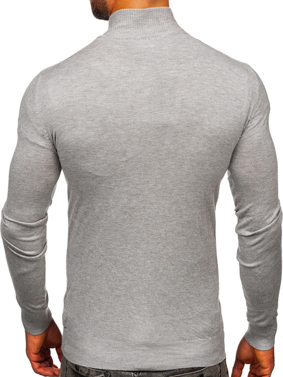 Сив с цип мъжки пуловер Bolf YY07