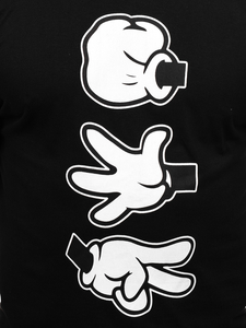 Черна памучна мъжка тениска с щампа Bolf KS1997