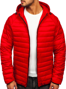 Червено мъжко капитонирано преходно яке Bolf 13021