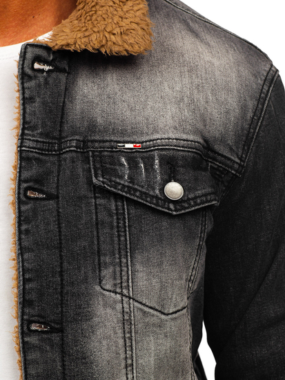 Черно подплатено дънково мъжко яке Bolf MJ520N