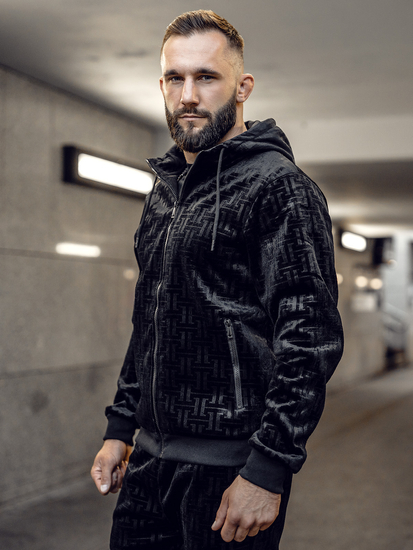 Черен мъжки плюшен анцуг Bolf 3B113A