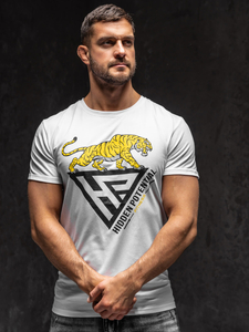 Бяла мъжка тениска с принт Bolf Y70013