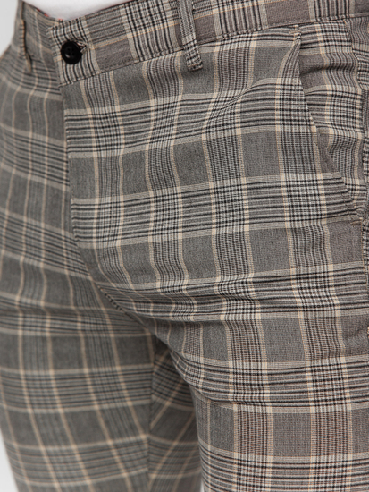 Мъжки бежов панталон джогинг на каре Bolf 184171