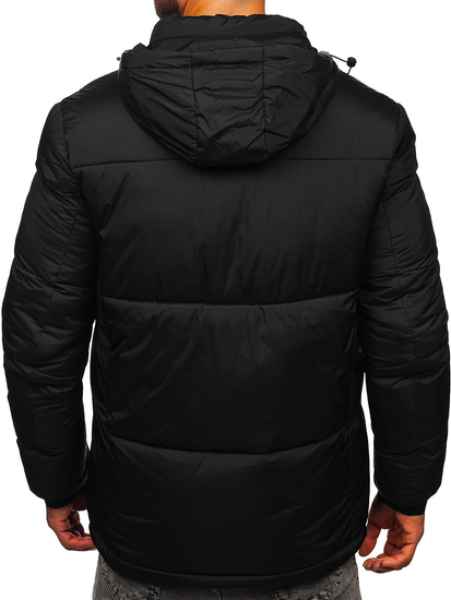 Черно ватирано мъжко зимно яке Bolf 31M5033