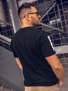 Черна мъжка тениска с принт Bolf 1180A