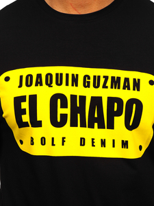 Черна мъжка тениска с принт Bolf 192364