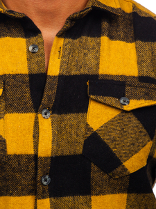 Мъжка бархетна риза с дълъг ръкав в цвят камел Bolf 20723