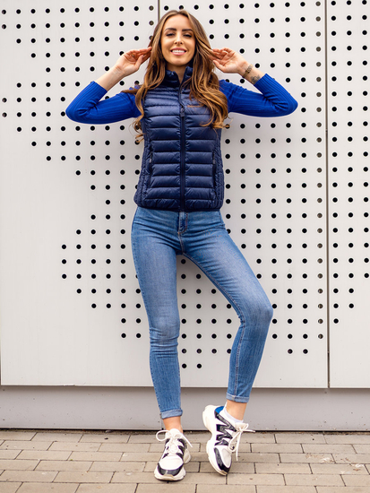 Тъмносин дамски капитониран елек Bolf B2705