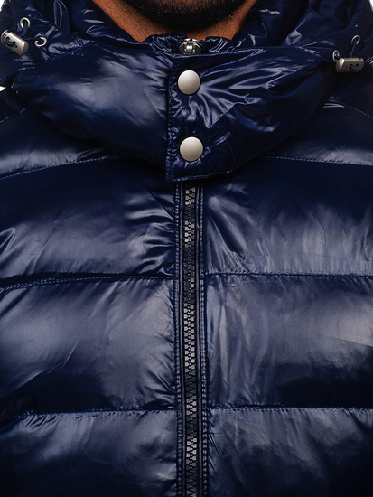 Тъмносиньо капитонирано мъжко зимно яке Bolf 9981