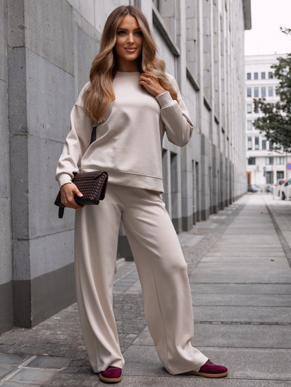 Дамски двуцветен спортен комплект бежов Bolf 821111