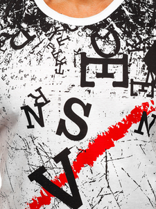 Бял мъжки потник с принт Bolf 14826