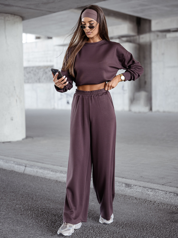 Дамски двуцветен спортен комплект шоколадов Bolf 821111