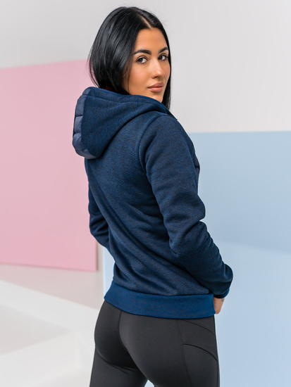 Тъмносиньо капитонирано дамско преходно яке с качулка Bolf KSW4001