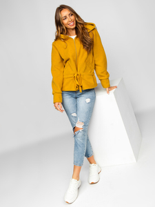 Дамско късо яке с качулка  жълто Bolf 9320