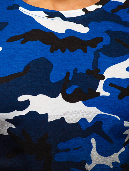 Синя тениска мъжка камуфлаж с принт Bolf S808